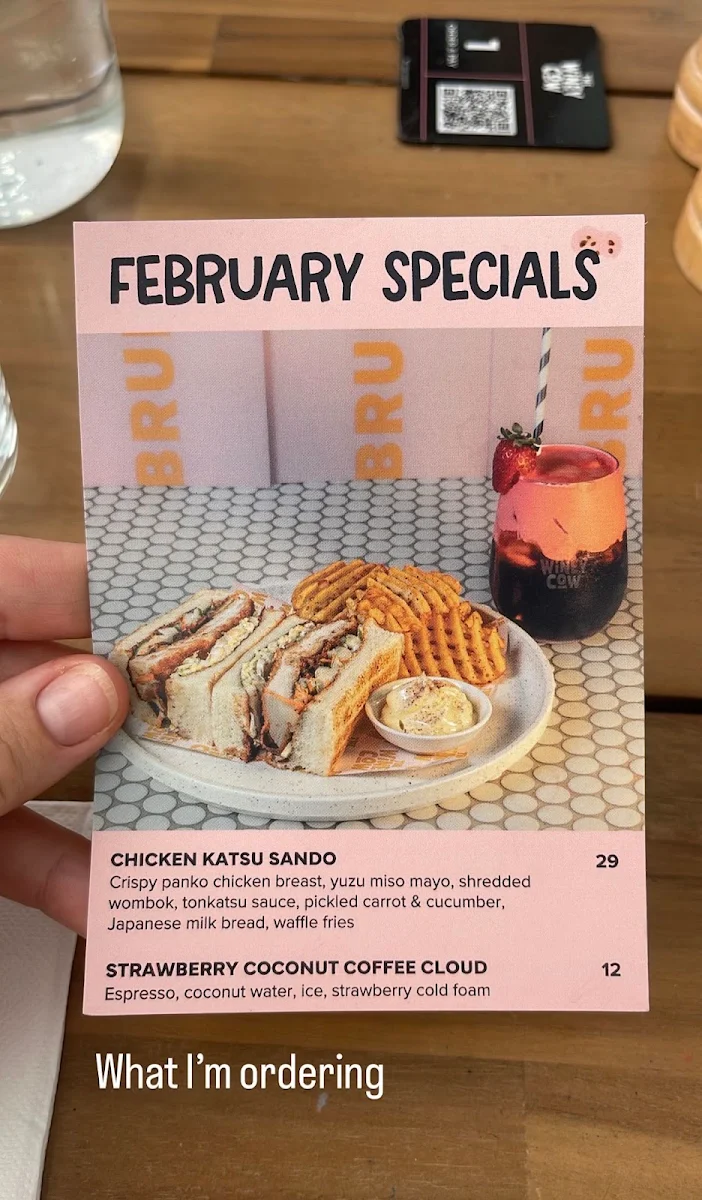 Menu, The Winey Cow