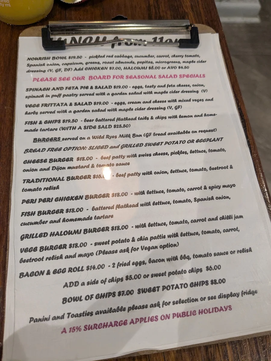 Menu, Cafe Evolve