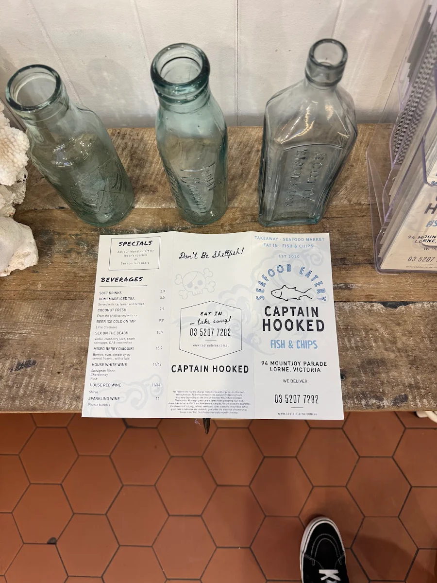 Menu, Captain Hooked