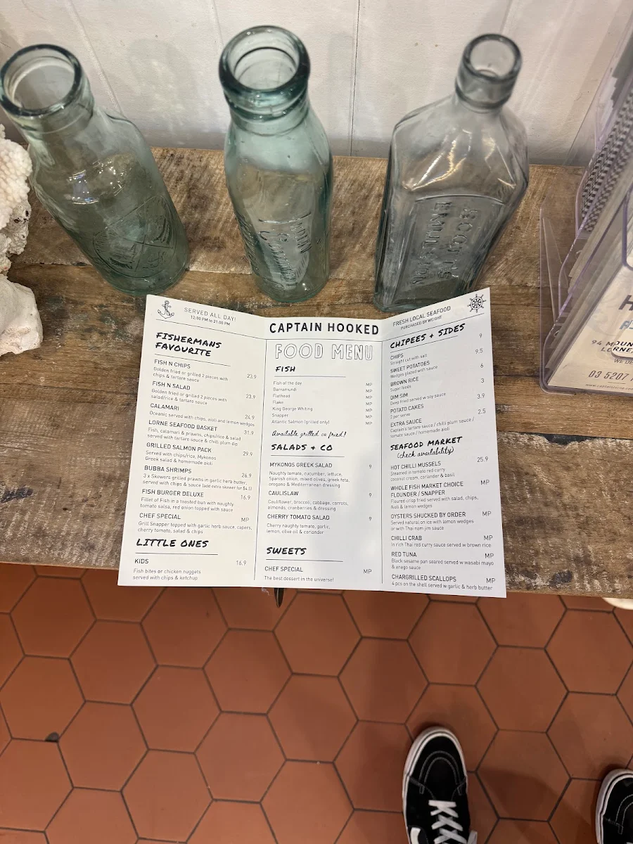 Menu, Captain Hooked