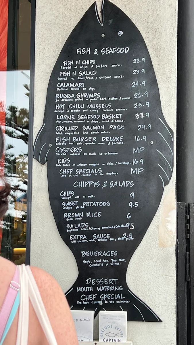 Menu, Captain Hooked