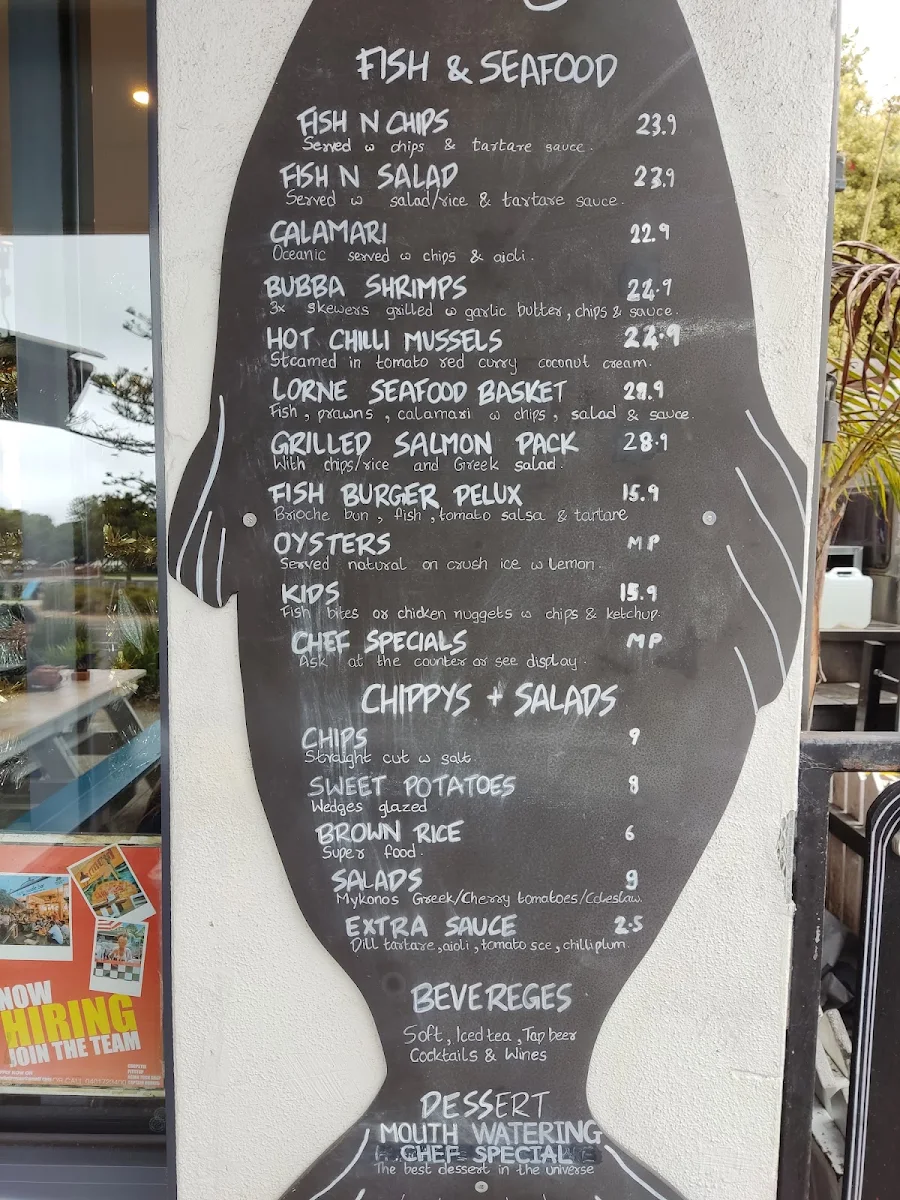 Menu, Captain Hooked
