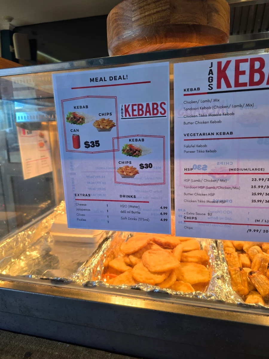 Menu, Jag's Kebabs Sorrento