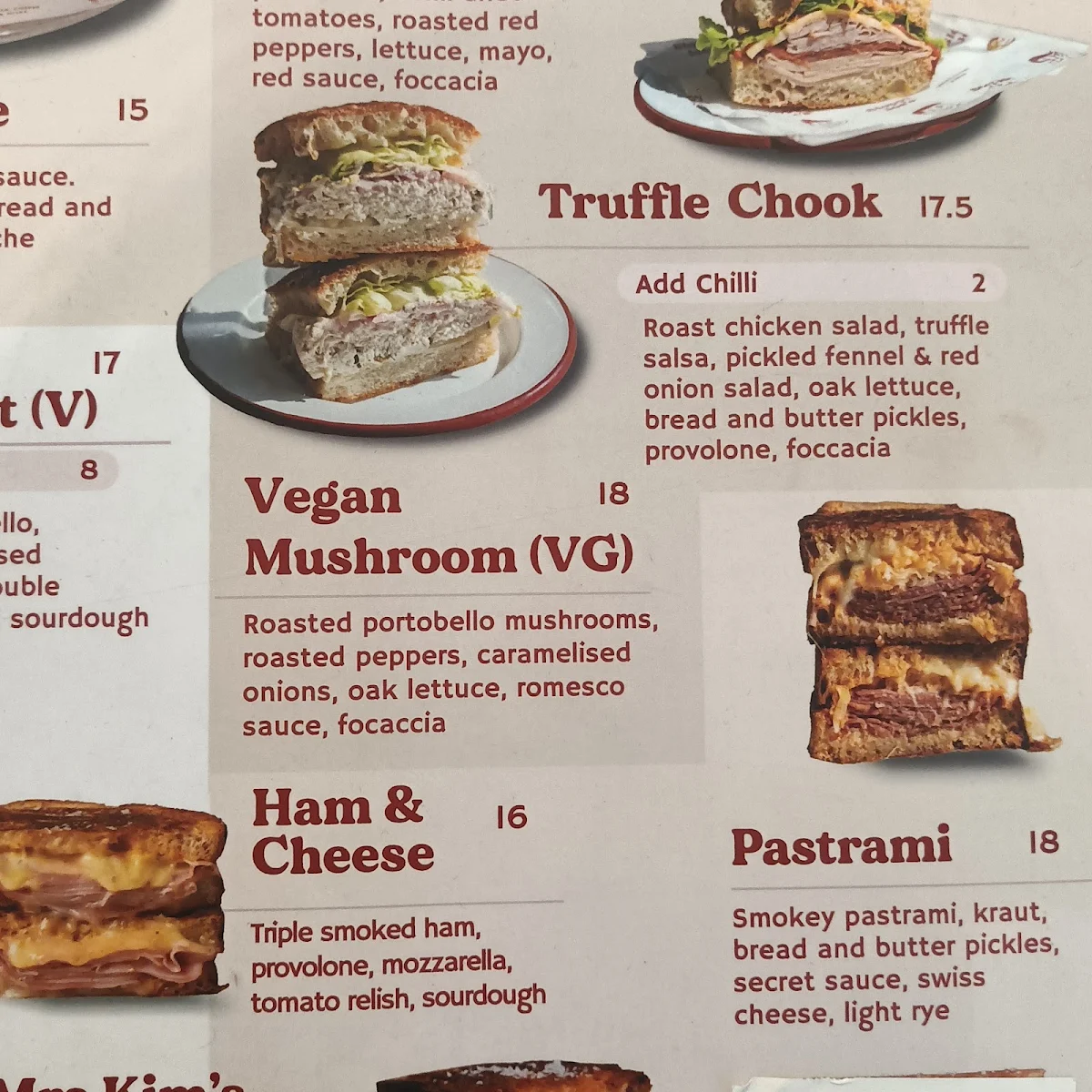 Menu, Sloppy Joe's Deli