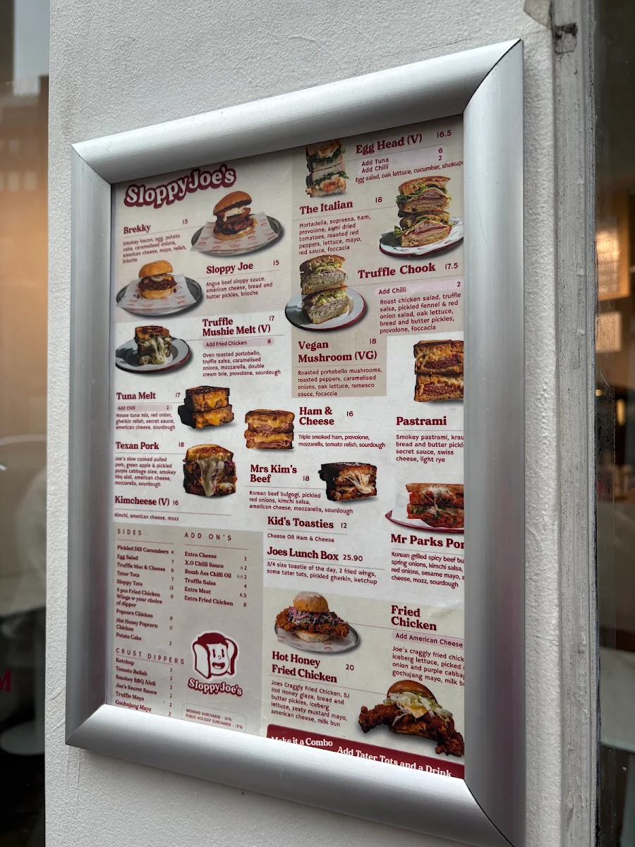 Menu, Sloppy Joe's Deli
