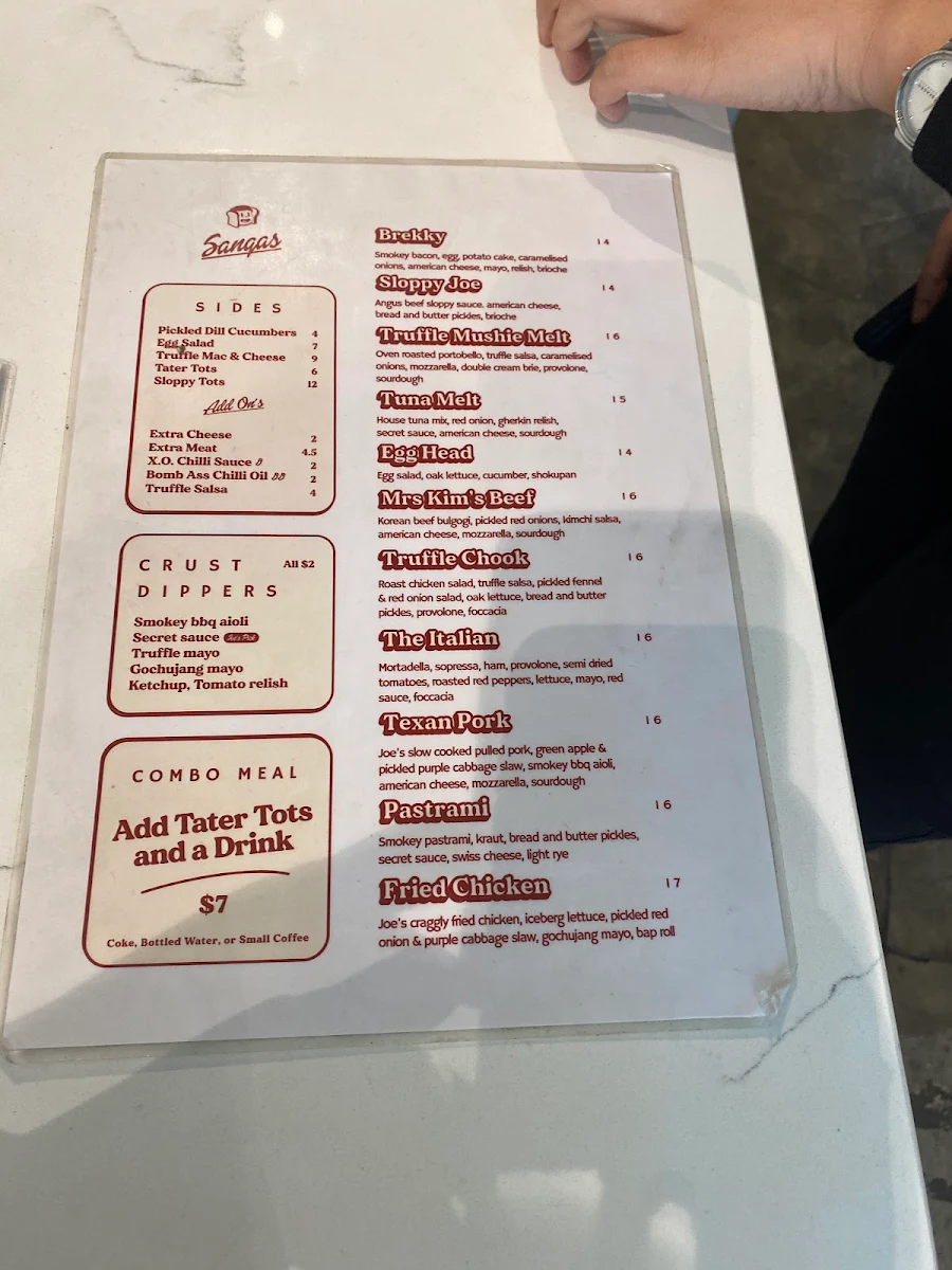 Menu, Sloppy Joe's Deli