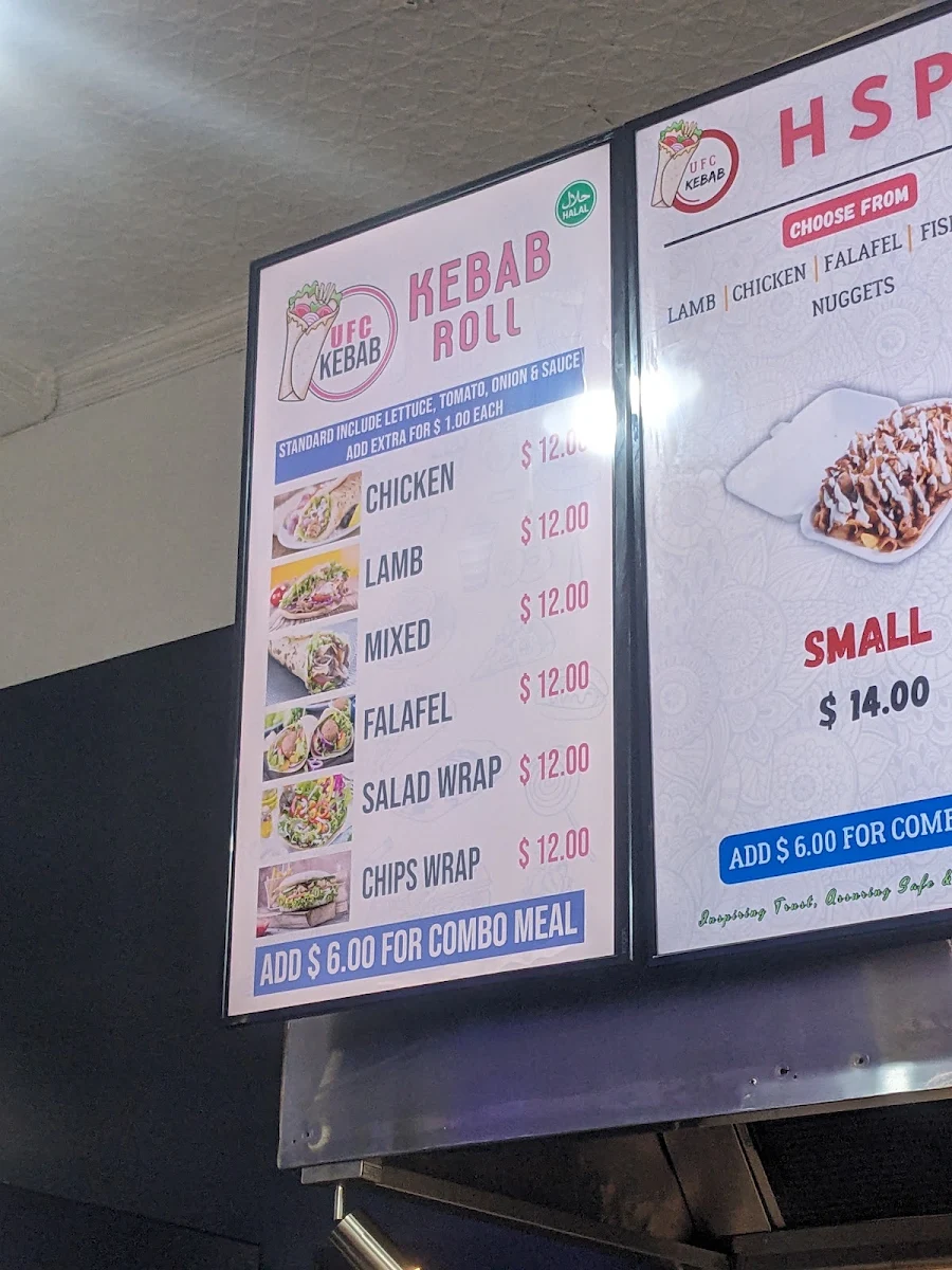 Menu, UFC Kebab