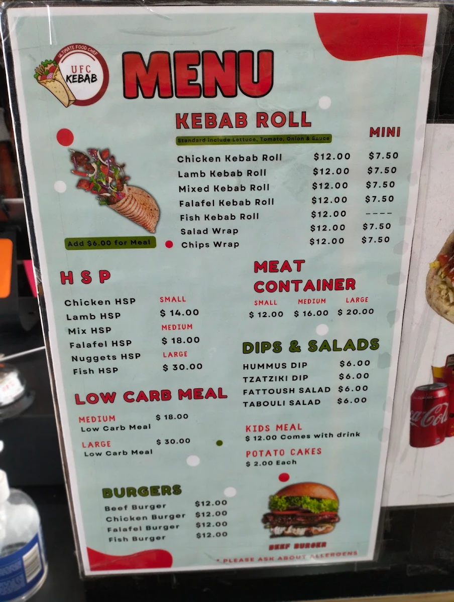 Menu, UFC Kebab
