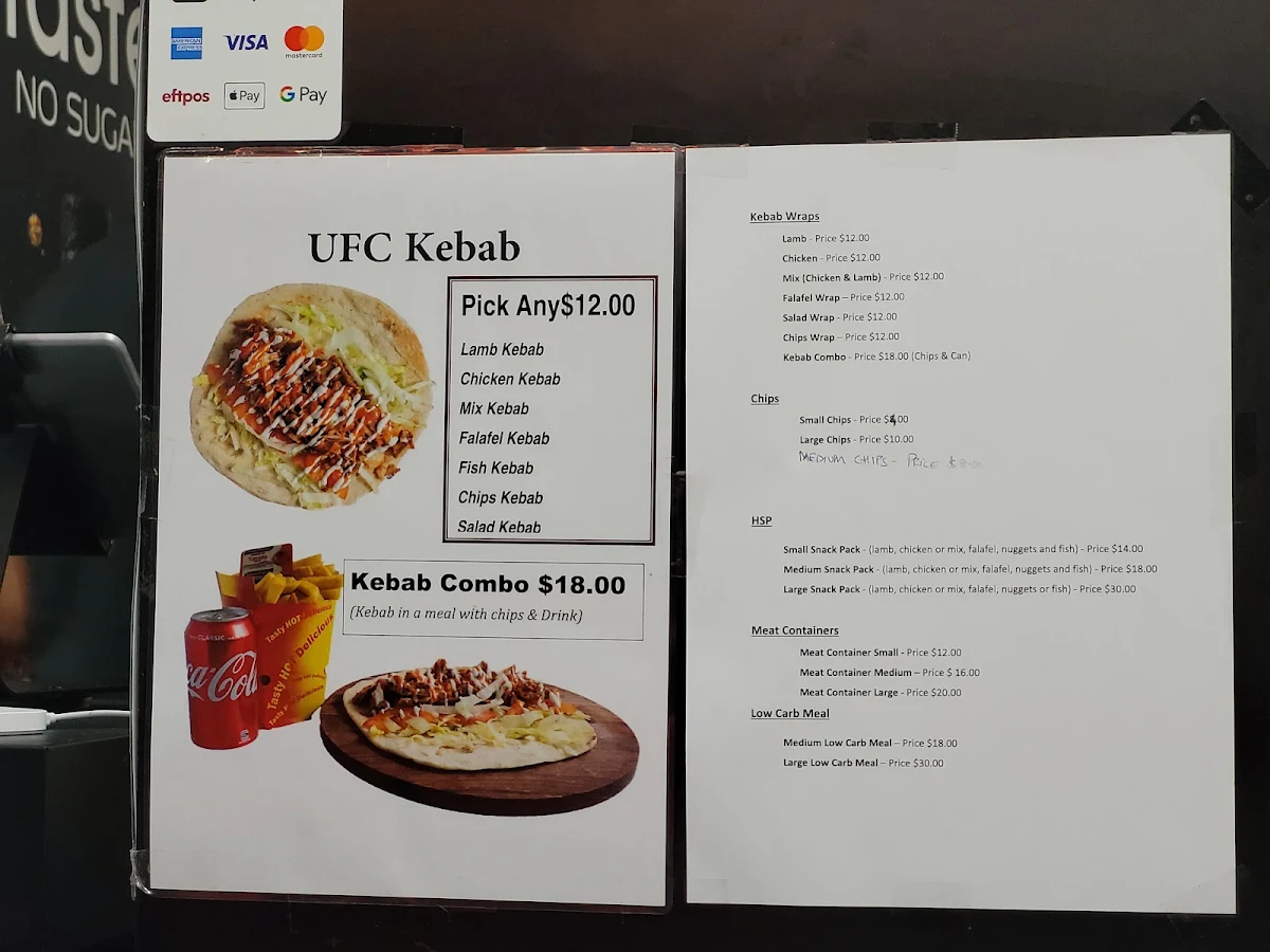Menu, UFC Kebab