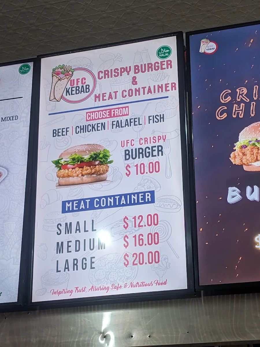 Menu, UFC Kebab