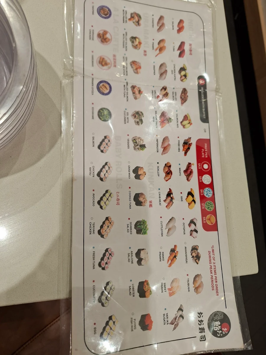 Menu, OOH Sushi