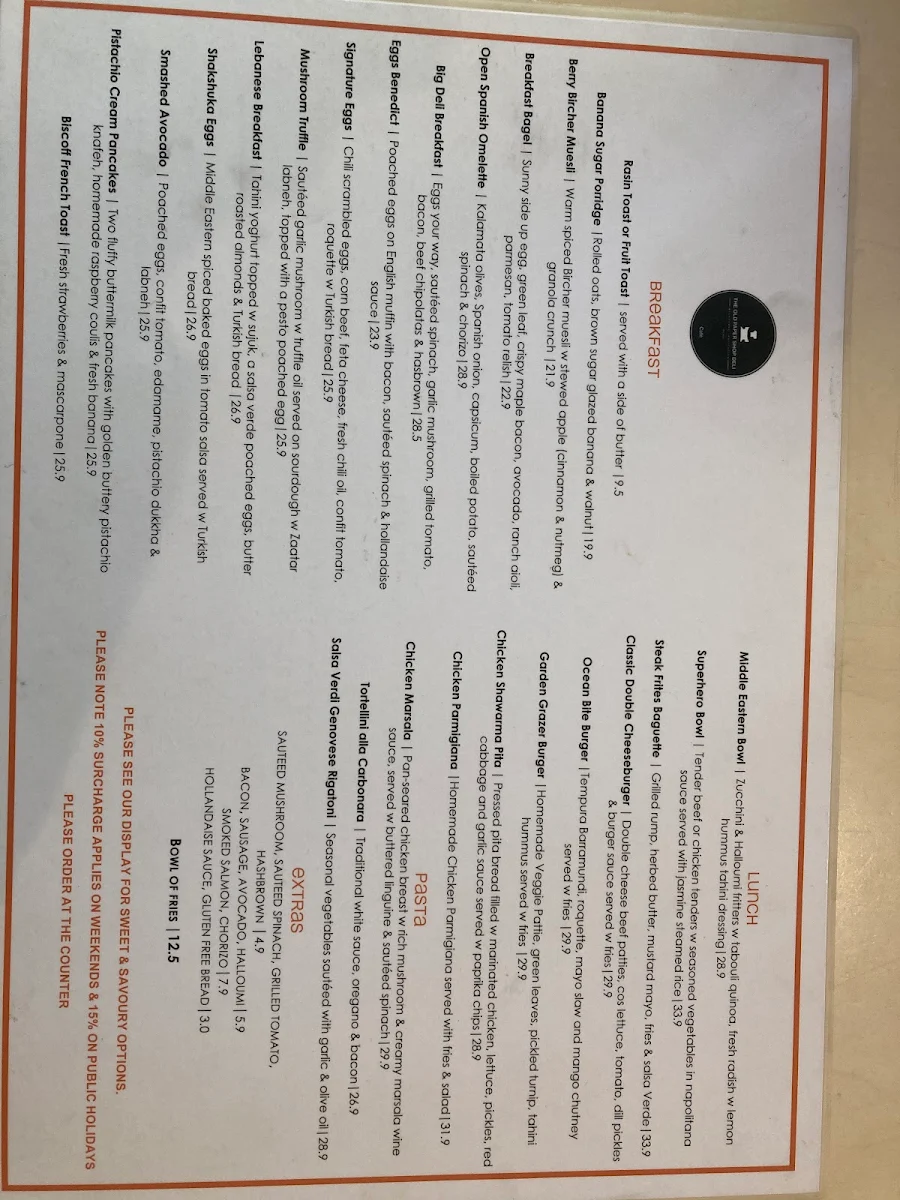 Menu, The Old Paper Shop Deli