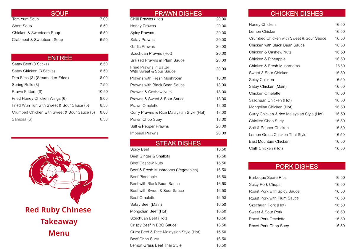 Menu, Red Ruby