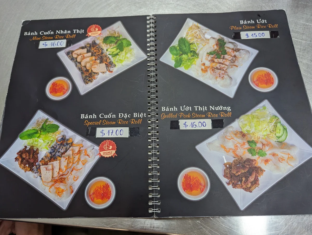 Menu, Banh Cuon Kim Thanh Bankstown