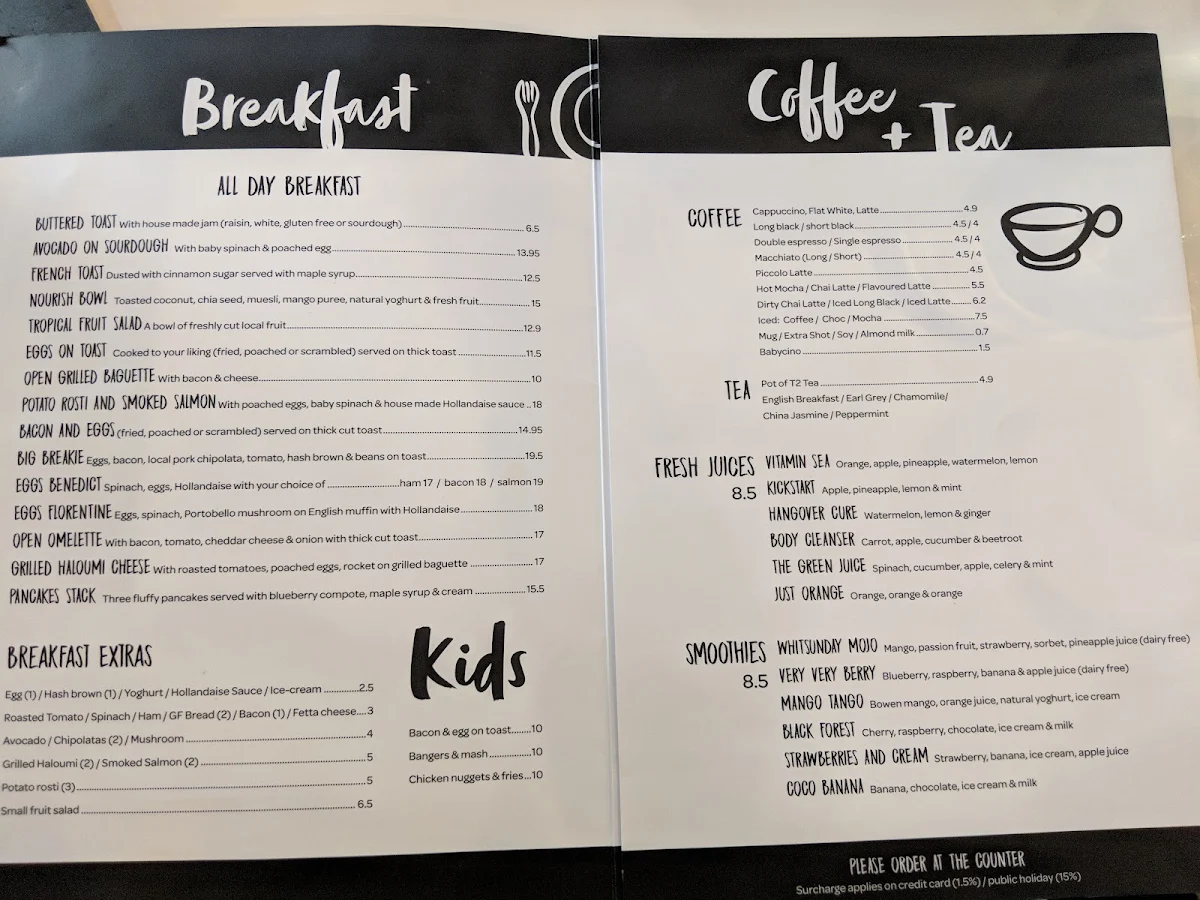 Menu, Village Cafe Restaurant & Bar