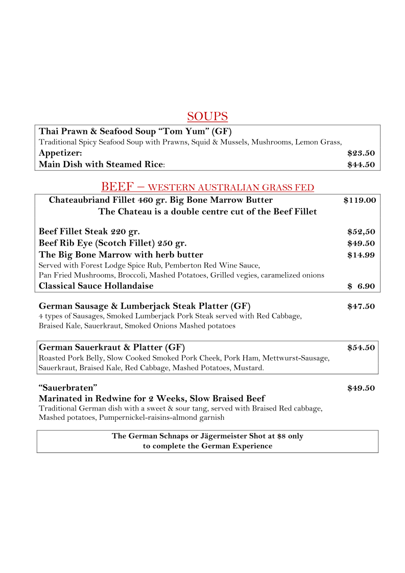 Menu, Chefingo's Restaurant & Wine Lounge