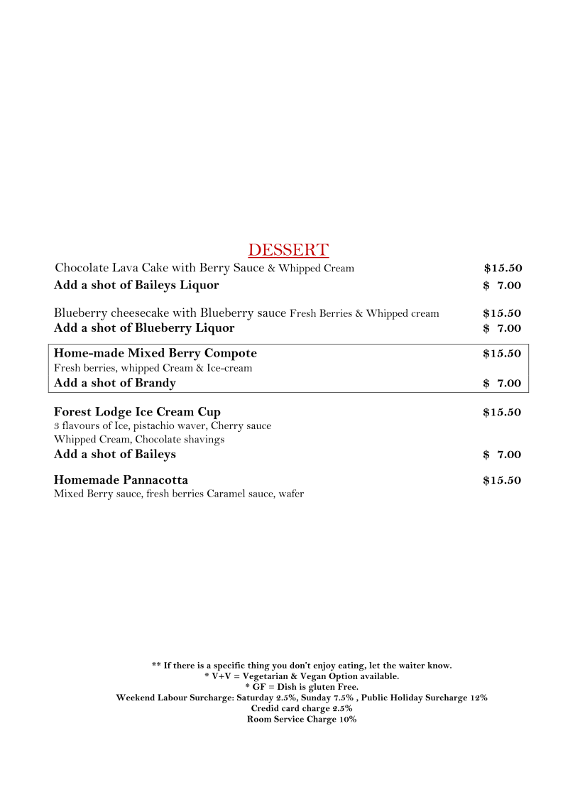 Menu, Chefingo's Restaurant & Wine Lounge