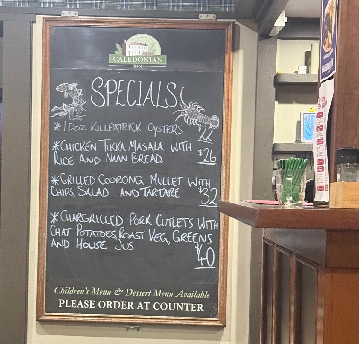 Menu, Caledonian Inn