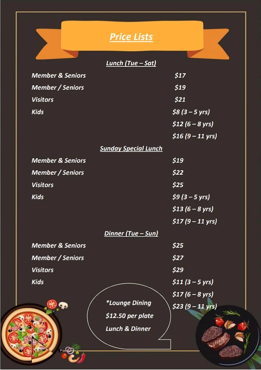 Menu, Eastern Tiger Restaurant Forster