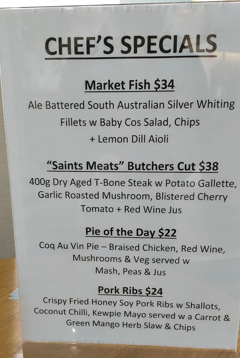 Menu, Palais Hotel