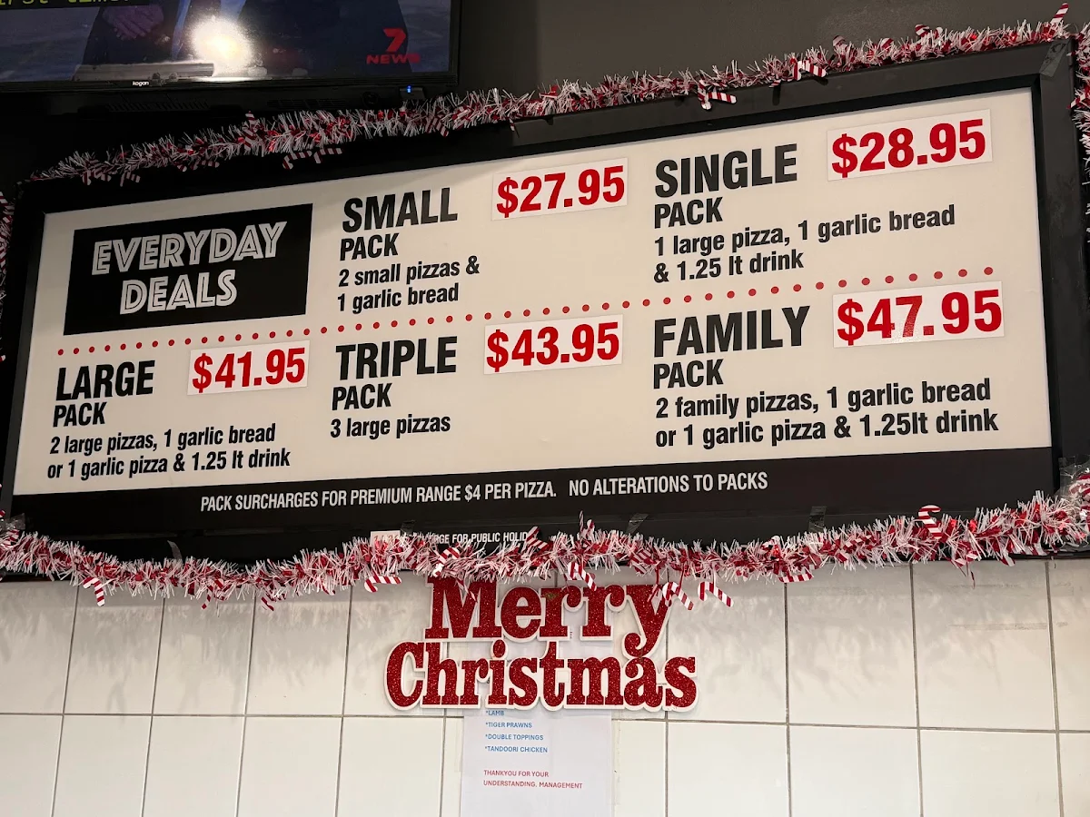 Menu, Sampe's Pizza Mooroolbark
