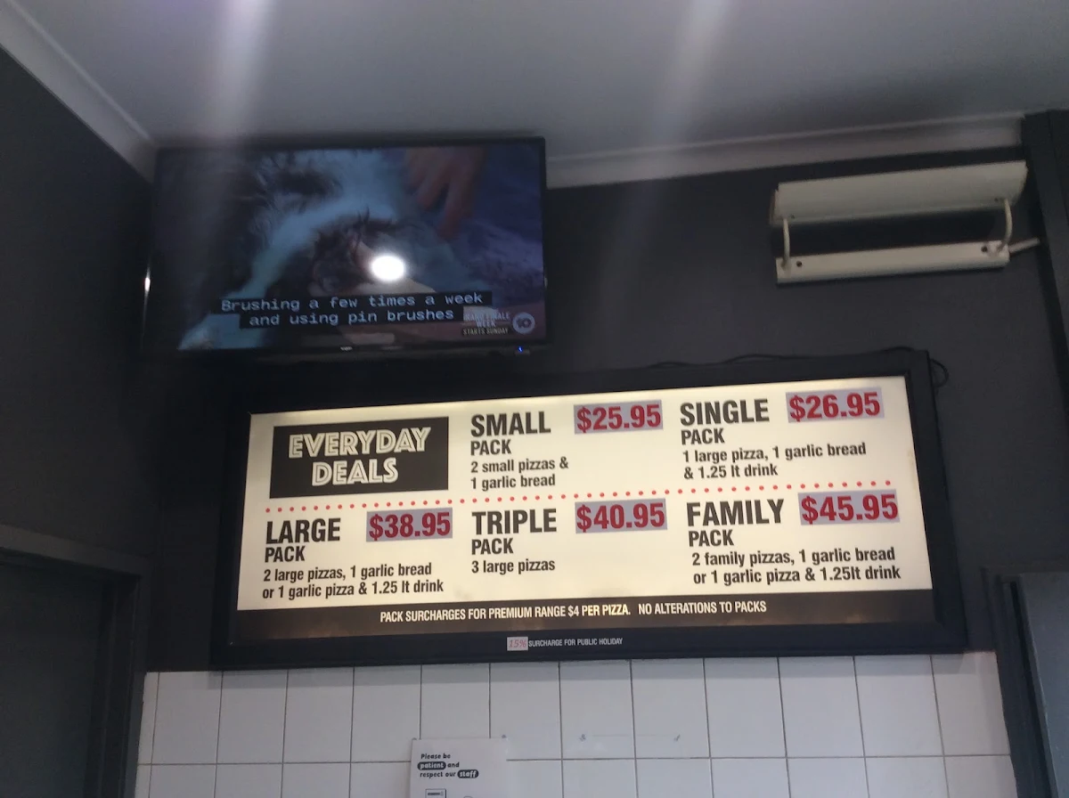 Menu, Sampe's Pizza Mooroolbark