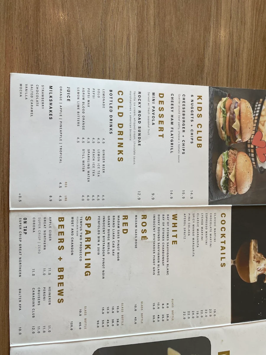 Menu, Burgers With Bite Sydney Olympic Park