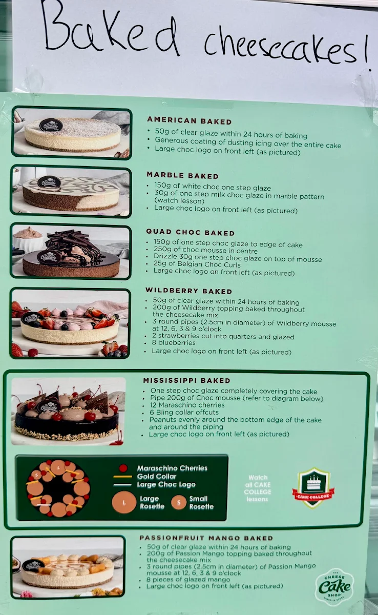 Menu, The Cheesecake Shop Craigieburn