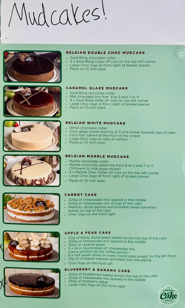 Menu, The Cheesecake Shop Craigieburn
