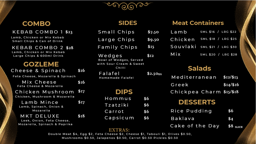 Menu, MK Masters
