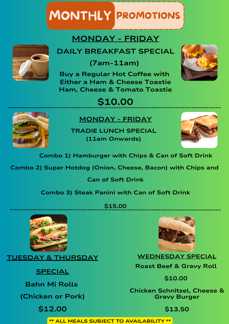 Menu, Arrivals Cafe