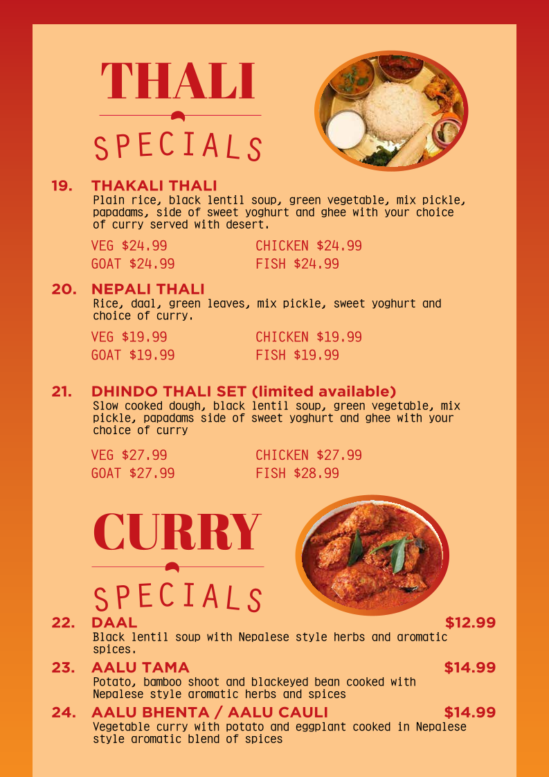 Menu, Subhakamana Restaurant Rockdale