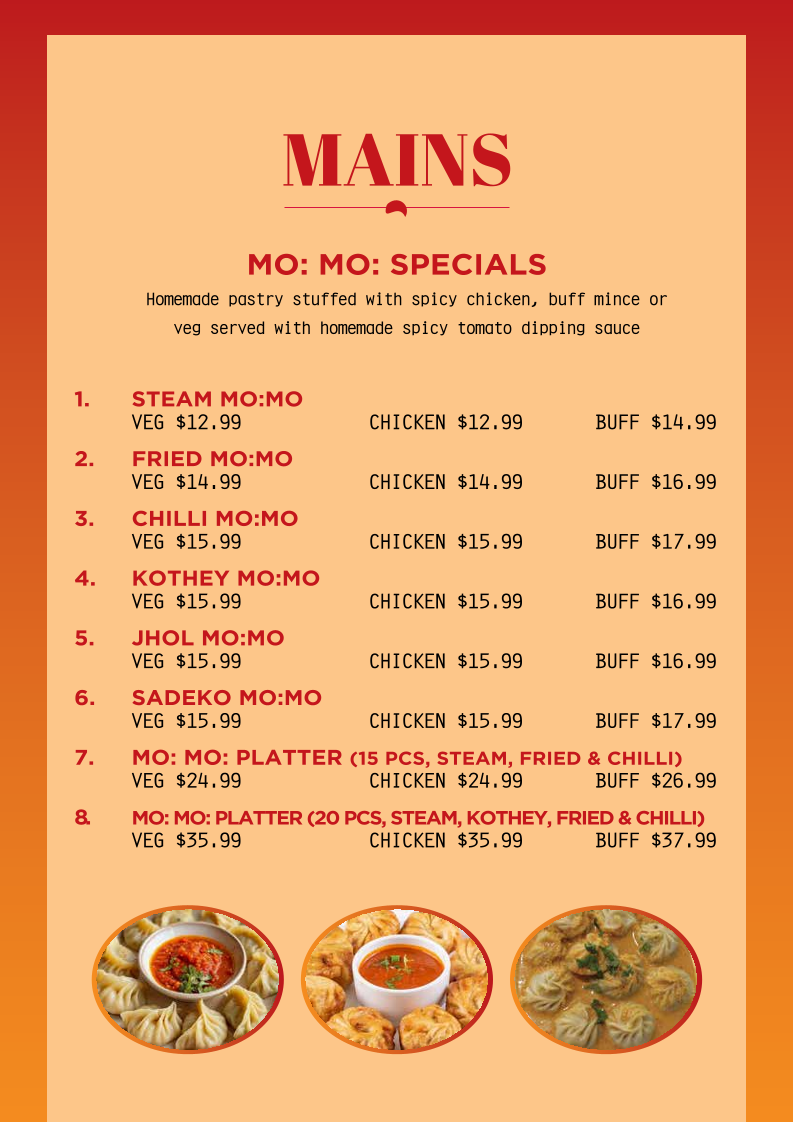 Menu, Subhakamana Restaurant Rockdale