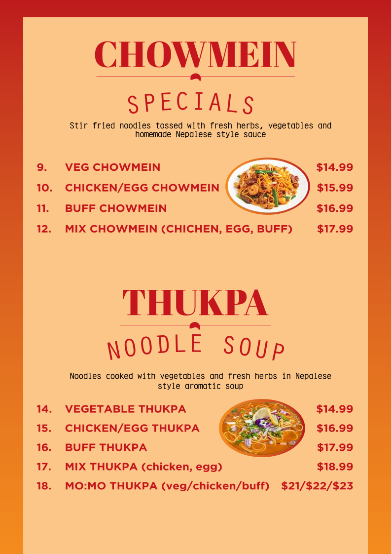 Menu, Subhakamana Restaurant Rockdale