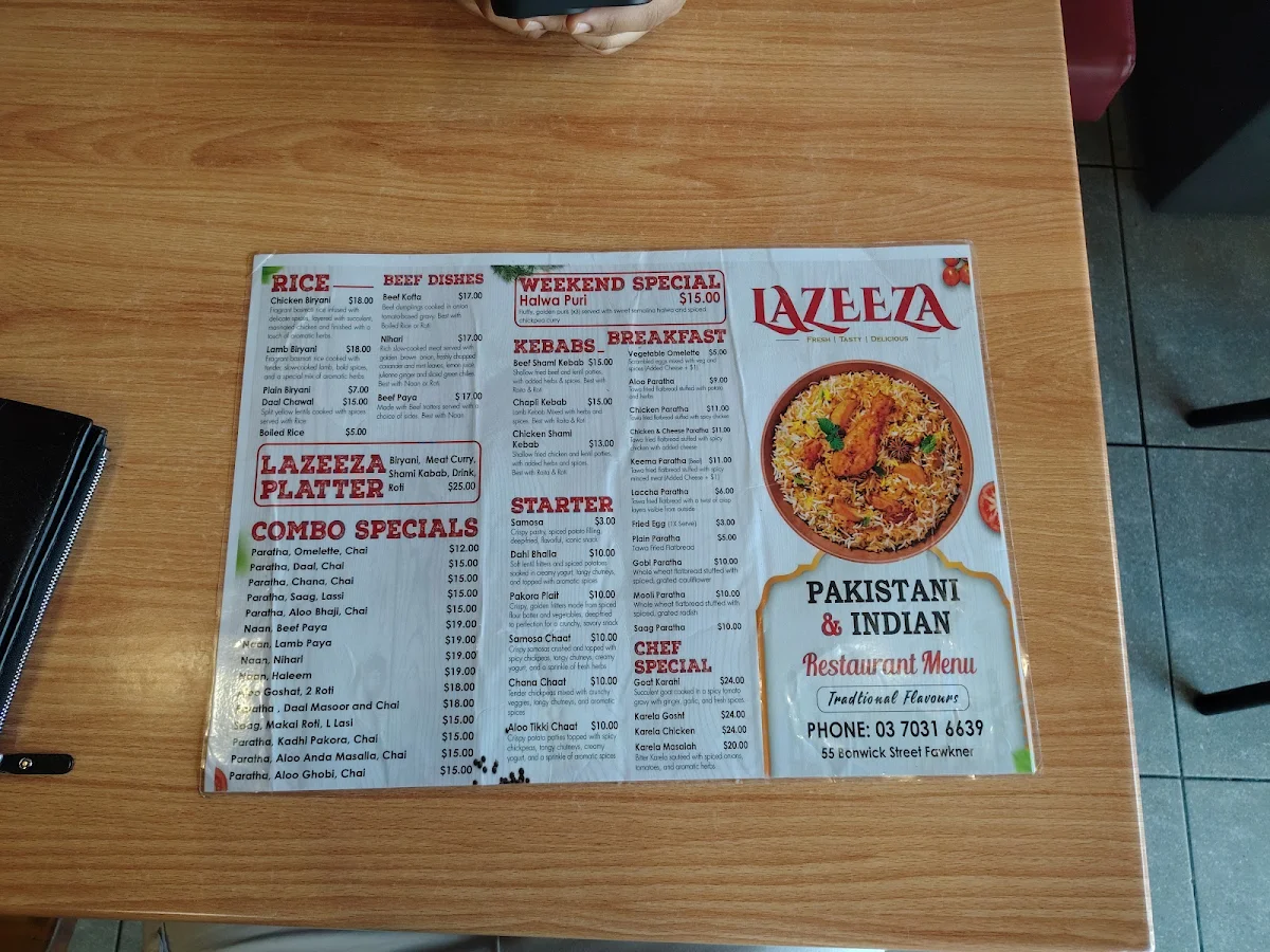 Menu, Lazeeza Restaurant ®