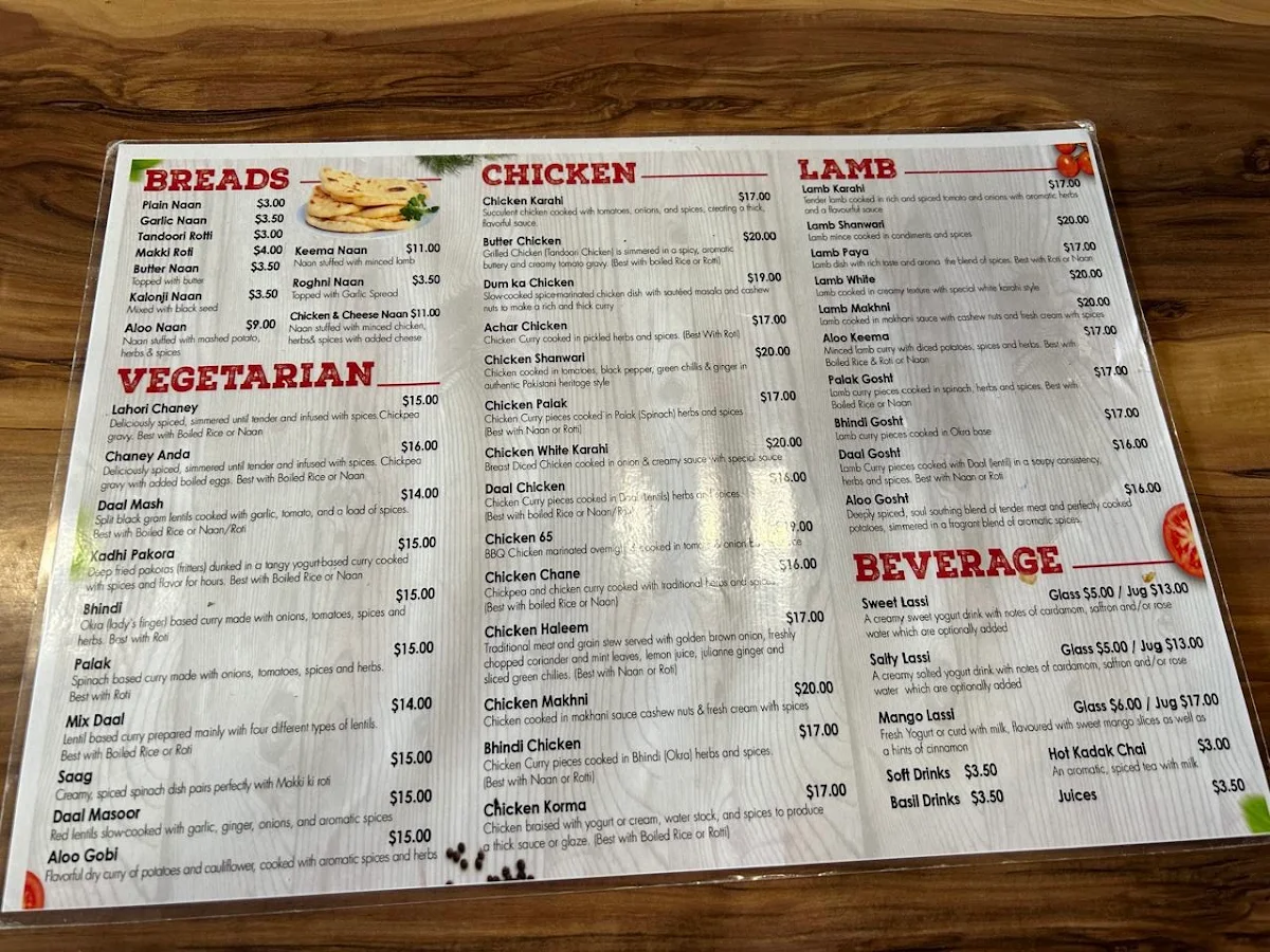 Menu, Lazeeza Restaurant ®