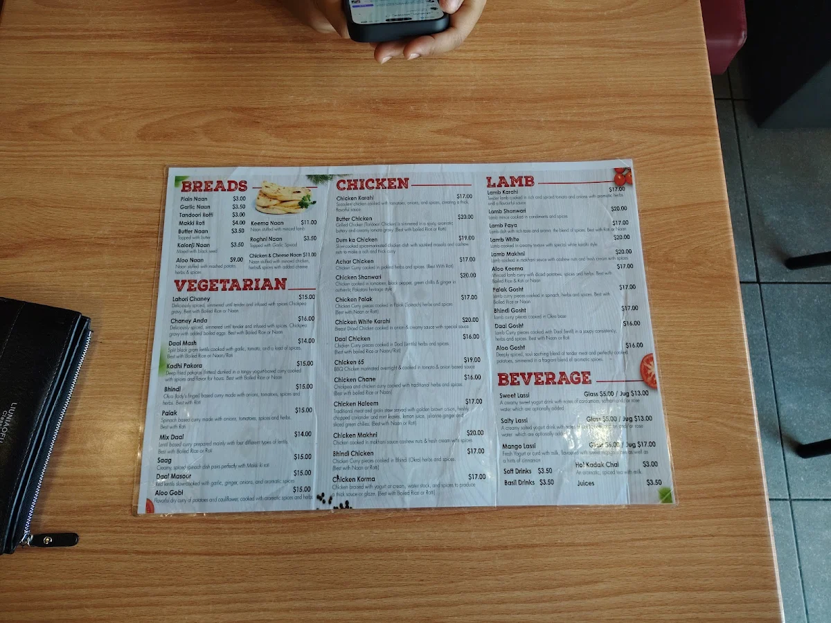 Menu, Lazeeza Restaurant ®