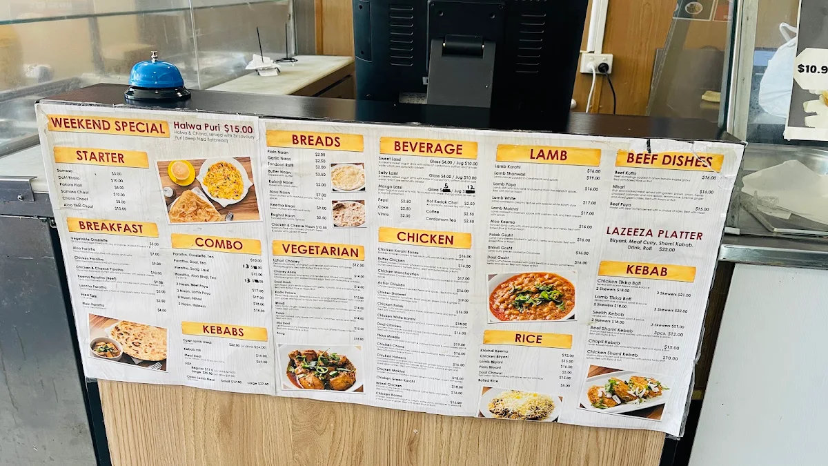 Menu, Lazeeza Restaurant ®
