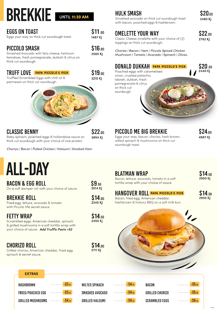 Menu, Piccolo Me 121 henry st