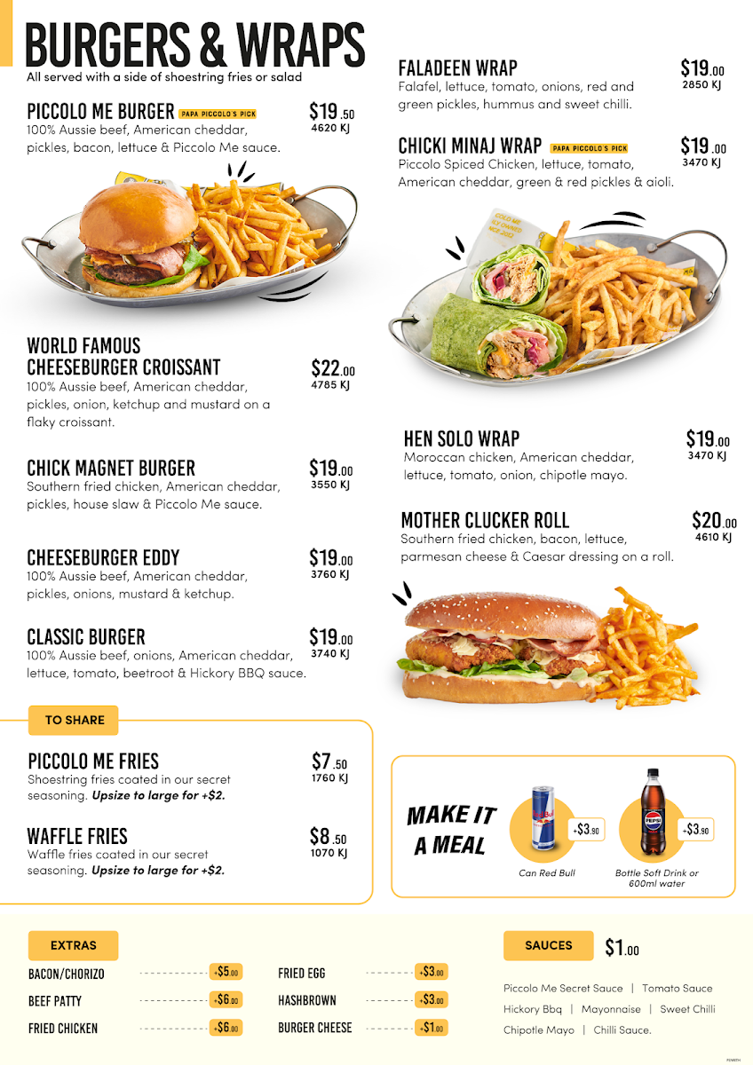 Menu, Piccolo Me 121 henry st