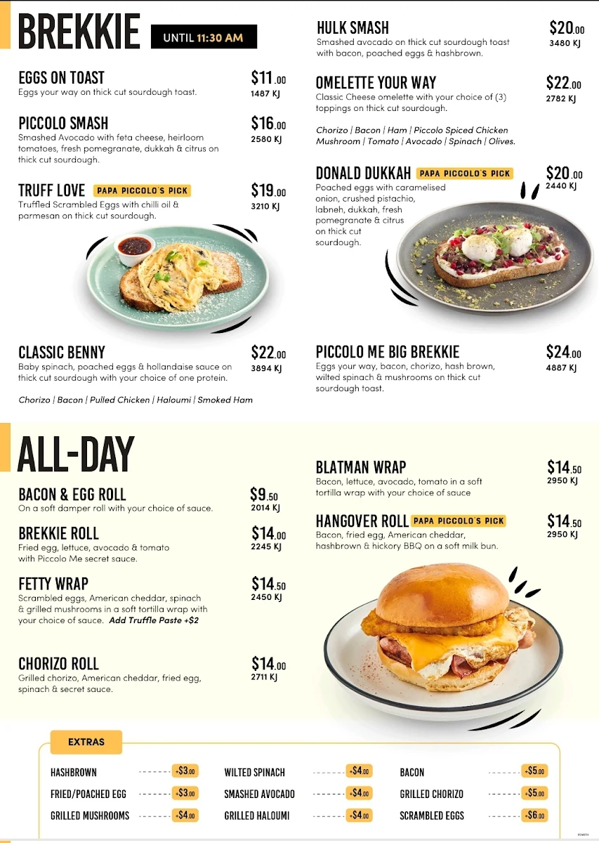 Menu, Piccolo Me 121 henry st