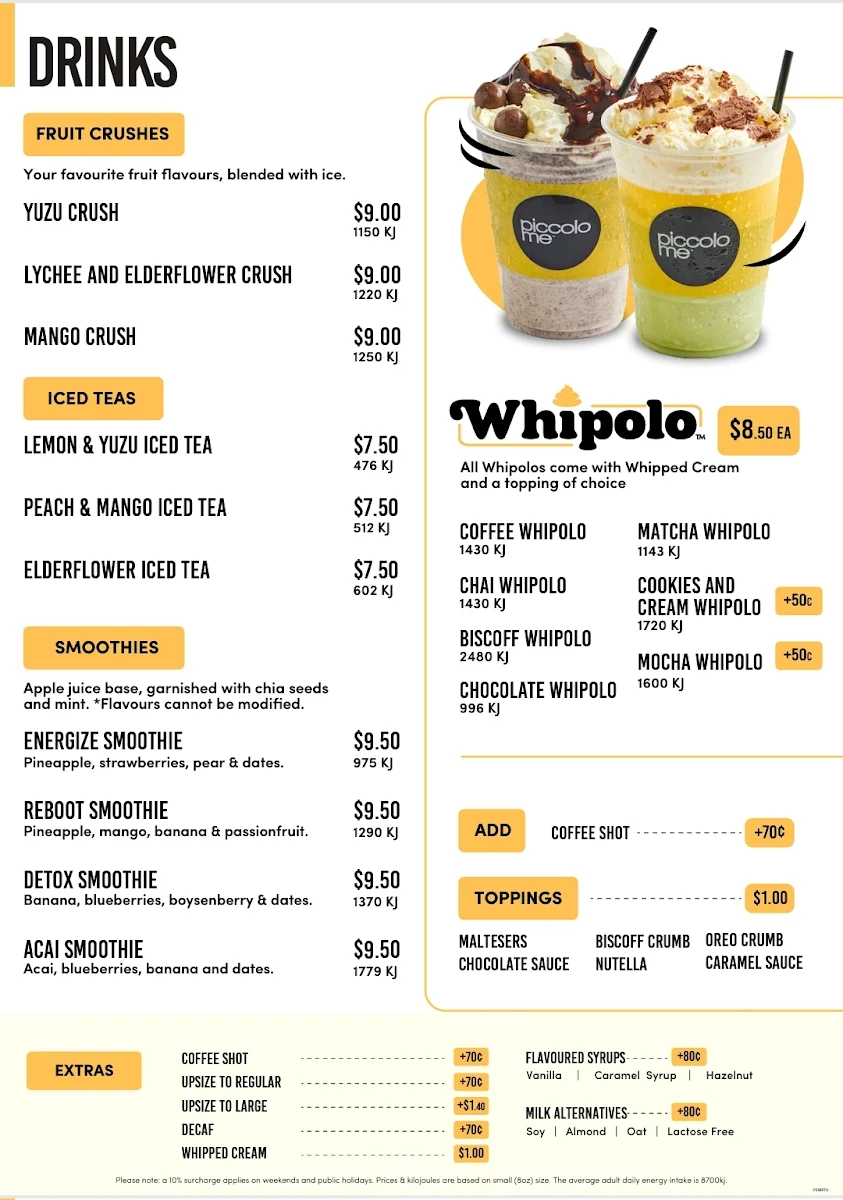 Menu, Piccolo Me 121 henry st