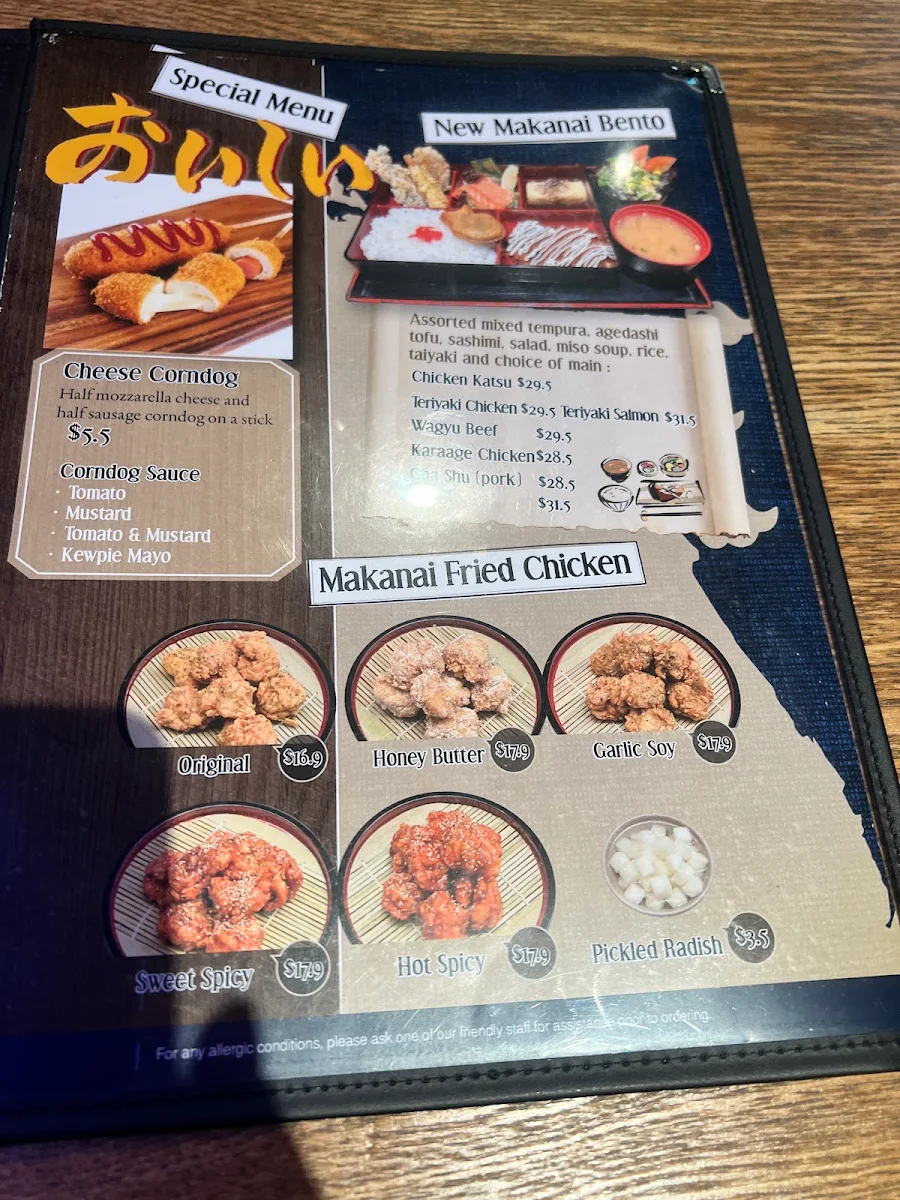 Menu, Makanai Ramen Noodle House