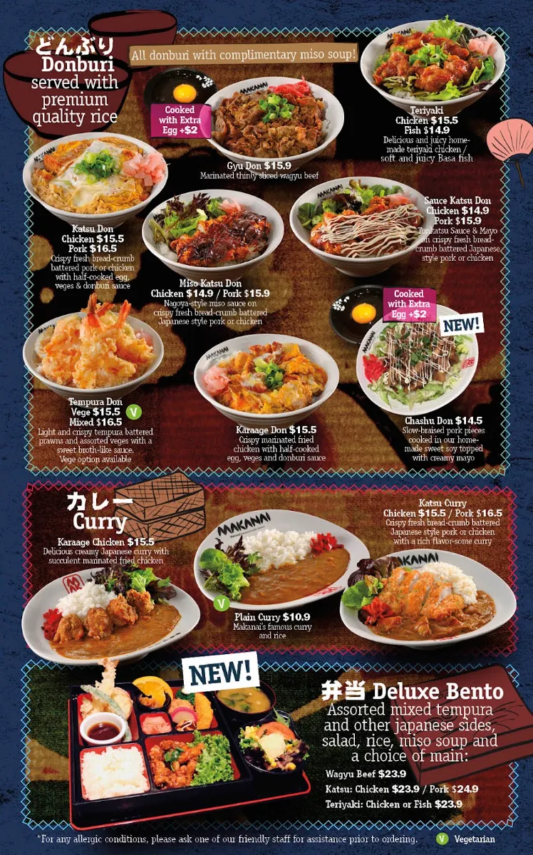 Menu, Makanai Ramen Noodle House