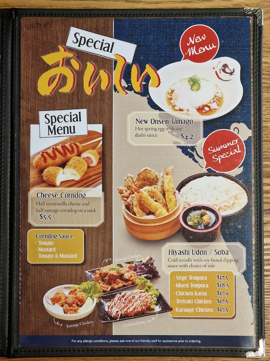 Menu, Makanai Ramen Noodle House