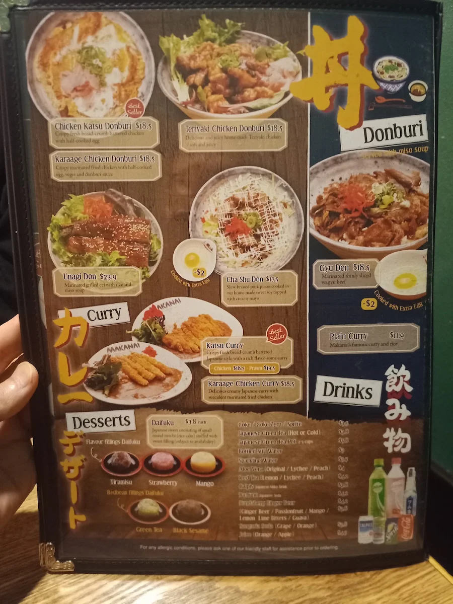 Menu, Makanai Ramen Noodle House