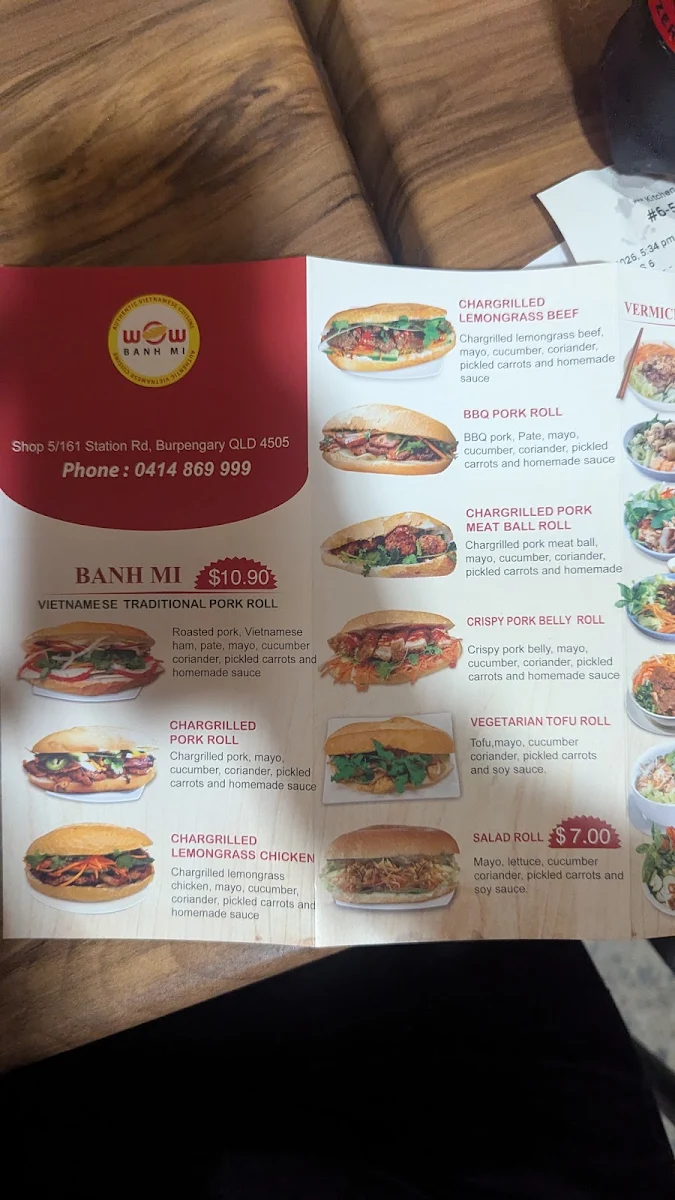 Menu, Wow Banh Mi Burpengary
