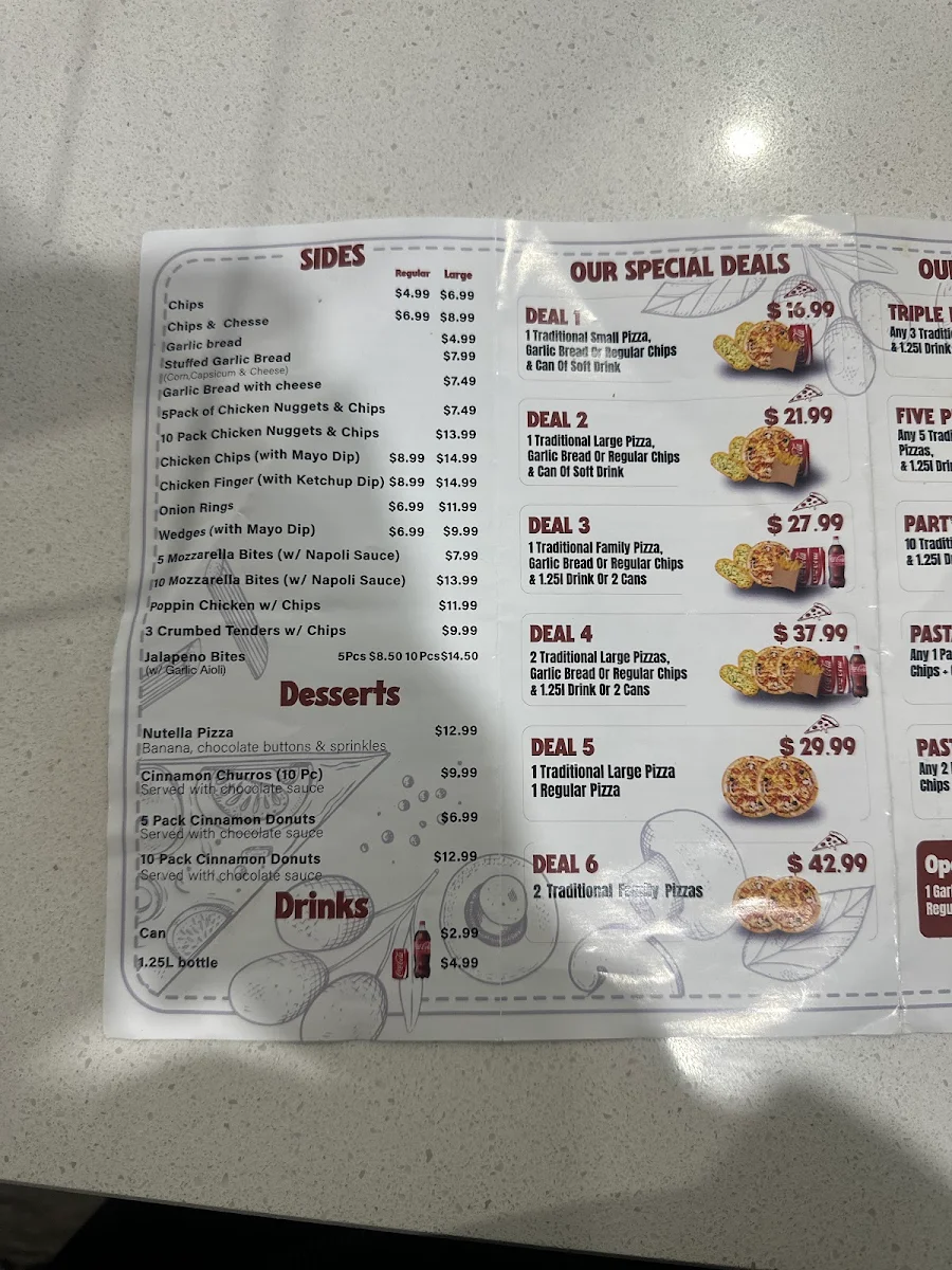 Menu, Montibella Pizza