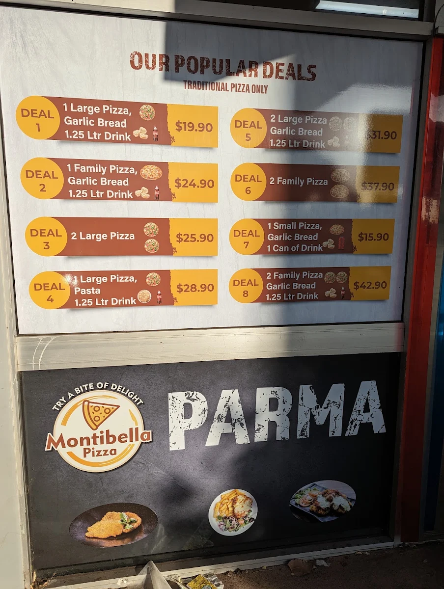 Menu, Montibella Pizza