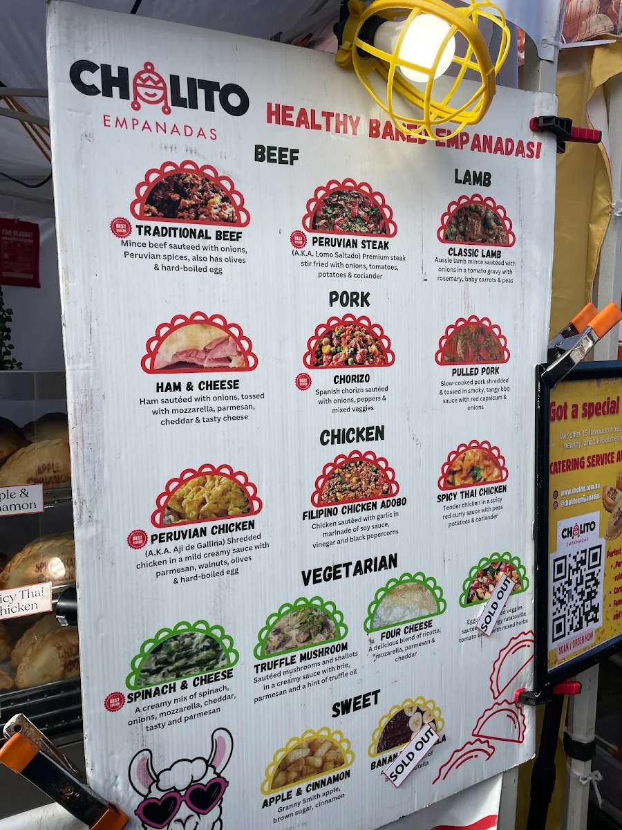 Menu, Cholito Empanadas